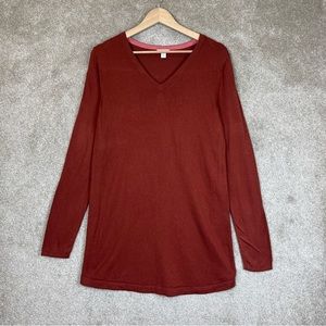 J Jill Tunic Sweater Womens Small Tall Brown Long Sleeve Pullover Stretch- 9381*